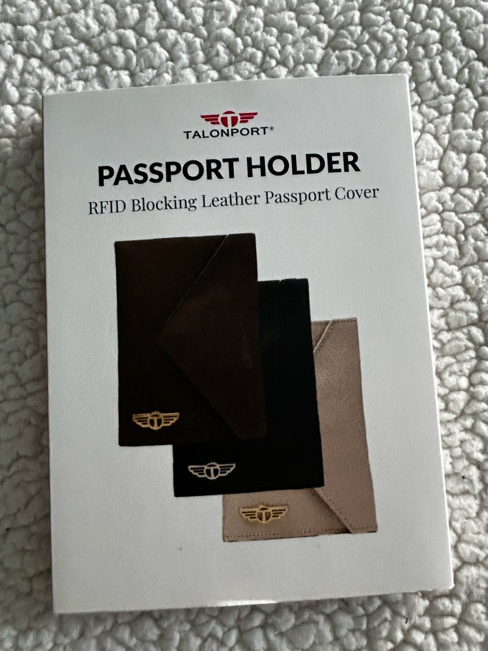 NIB brown leather passport holder by talon port